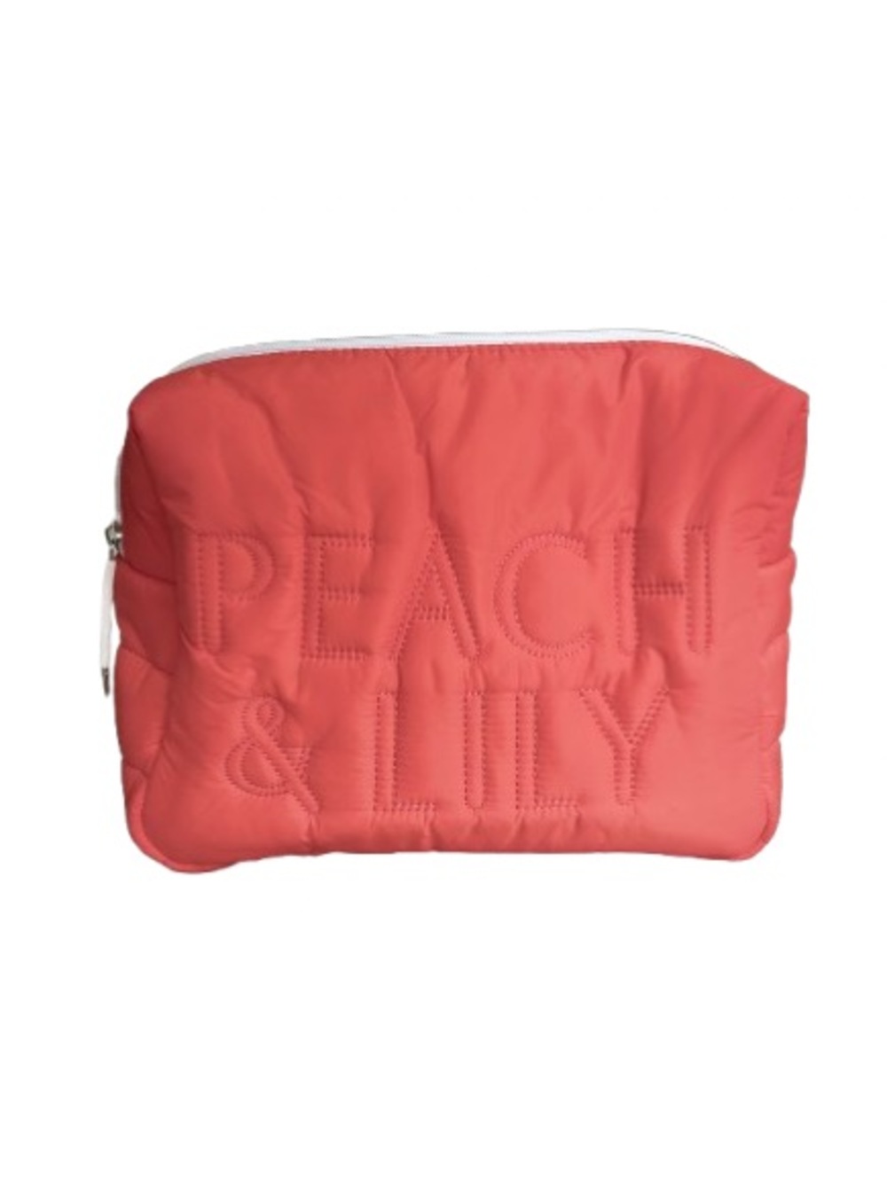 Puffer Makeup Cosmetic Bag Peach/White